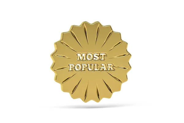 Golden Icon Title Most Popular Isolated White Background Render — Stock Fotó