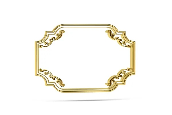 Golden Picture Frame Icon Isolated White Background Render — Φωτογραφία Αρχείου