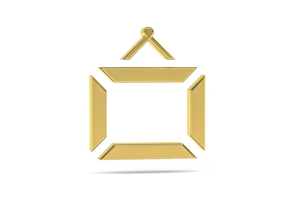 Golden Picture Frame Icon Isolated White Background Render — Foto Stock