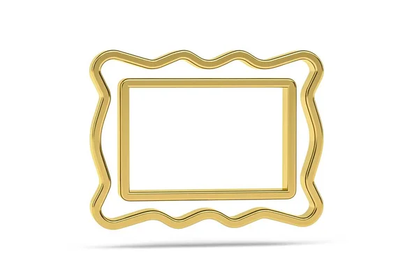 Golden Picture Frame Icon Isolated White Background Render — ストック写真