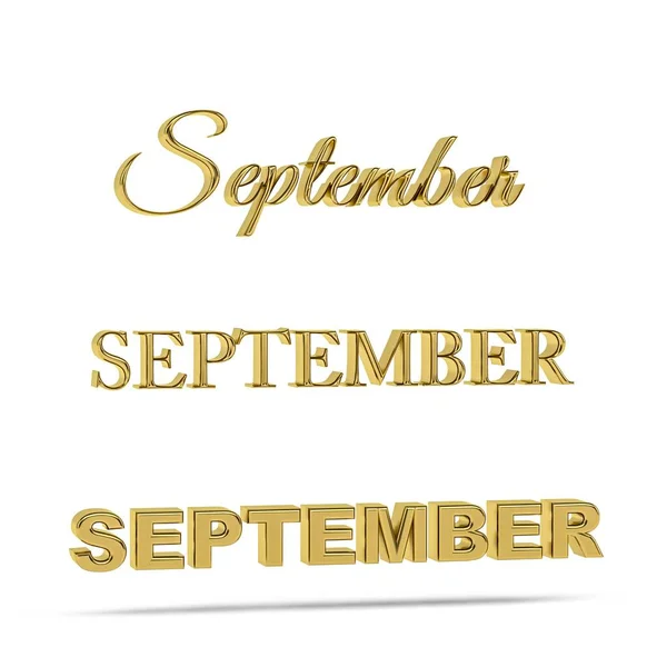 Golden September Title Three Font Types Three Dimensional Day Week — Stock Photo, Image