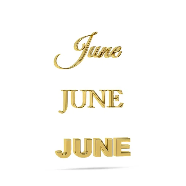 Golden June Title Three Font Types Three Dimensional Day Week —  Fotos de Stock