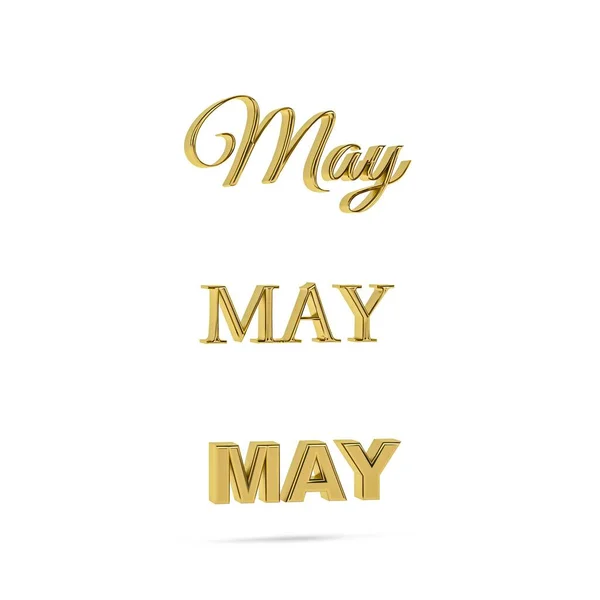 Golden May Title Three Font Types Three Dimensional Day Week — Stock Photo, Image