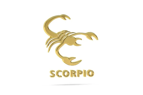 Golden Zodiac Icon Isolated White Background Render — Stock Photo, Image
