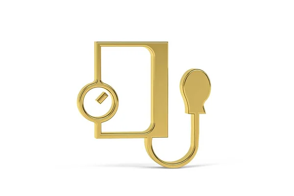 Golden Bloeddrukmeter Pictogram Geïsoleerd Witte Achtergrond Render — Stockfoto