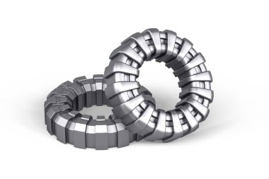 Metal endüstriyel bağlantı beyaz arkaplanda izole edildi - 3d oluşturma