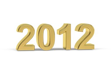 Altın 3d numara 2012 - 2012 yılı beyaz arkaplanda izole edilmiş - 3d oluşturma