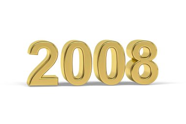 Altın 3D numara 2008 - 2008 yılı beyaz arkaplanda izole - 3d oluşturma