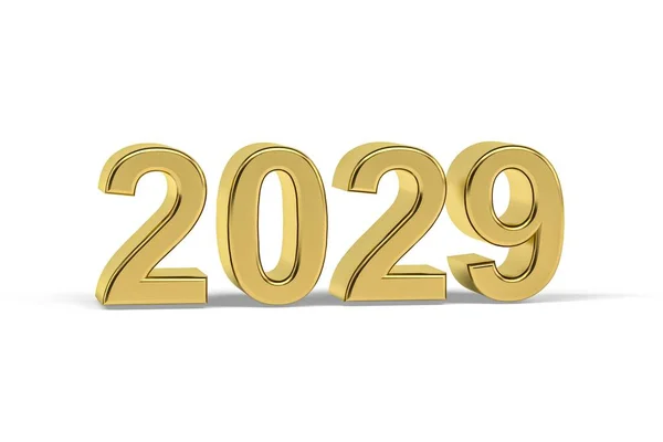 Golden Number 2029 Jaar 2029 Geïsoleerd Witte Achtergrond Render — Stockfoto