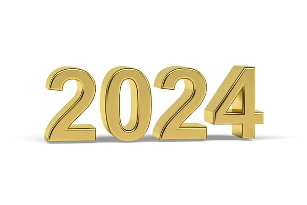 Golden Number 2024 Jaar 2024 Geïsoleerd Witte Achtergrond Render — Stockfoto