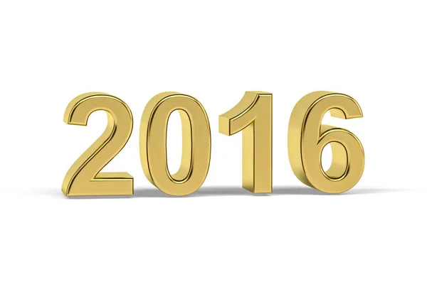 Zlaté Číslo 2016 Rok 2016 Izolované Bílém Pozadí Vykreslení — Stock fotografie