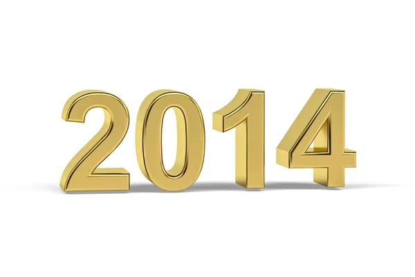 Złoty Numer 2014 Rok 2014 Izolowany Białym Tle Renderowanie — Zdjęcie stockowe