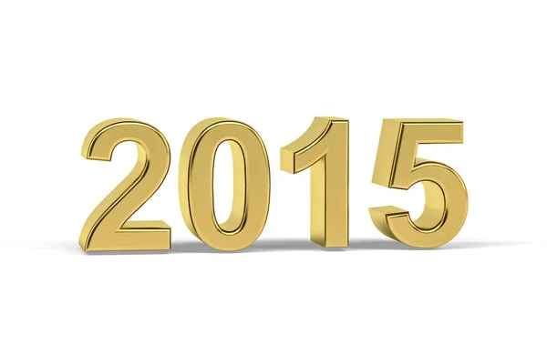 Zlaté Číslo 2015 Rok 2015 Izolované Bílém Pozadí Vykreslení — Stock fotografie
