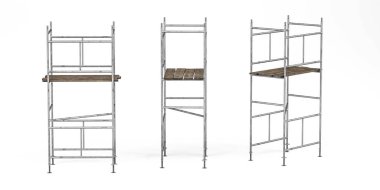 İnşaatta kullanılan yapı iskelesi beyaz arkaplanda izole edilmiş - 3d oluşturma