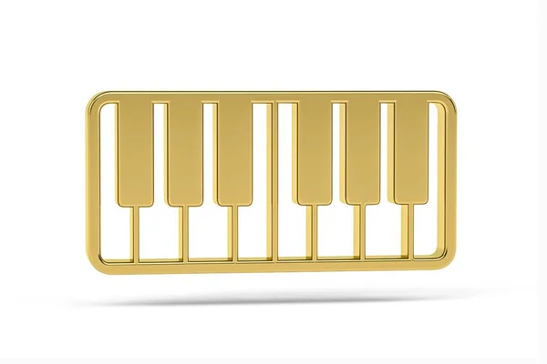 Ícone Piano Eletrônico Dourado Isolado Fundo Branco Renderização — Fotografia de Stock