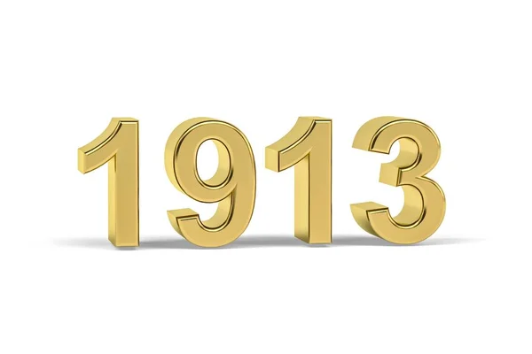 Golden Número 1913 Ano 1913 Isolado Fundo Branco Renderização — Fotografia de Stock