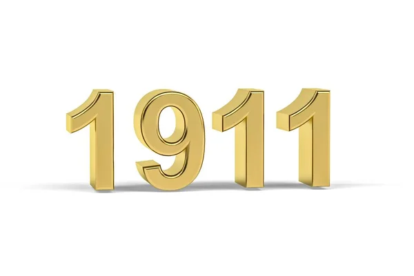 Golden Number 1911 Year 1911 Isolated White Background Render — Stock Photo, Image