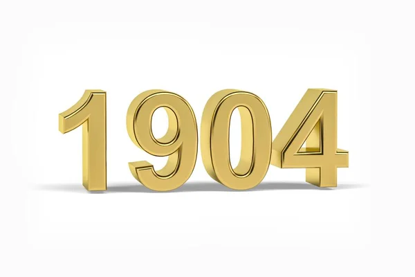 Número Dourado 1904 Ano 1904 Isolado Fundo Branco Renderização — Fotografia de Stock