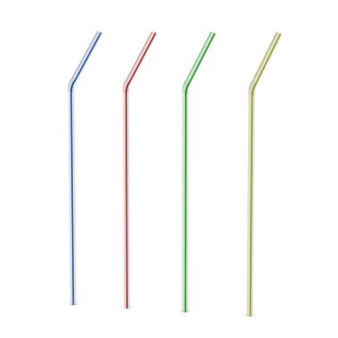 Beyaz arkaplanda izole edilmiş plastik renkli pipetler - 3D görüntüleme