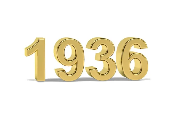 Goldene Zahl 1936 Jahr 1936 Isoliert Auf Weißem Hintergrund Renderer — Stockfoto