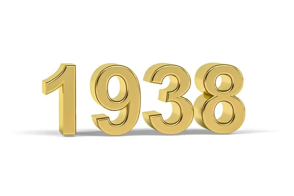 Golden Numero 1938 Anno 1938 Isolato Sfondo Bianco Rendering — Foto Stock