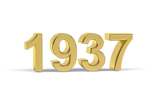 Golden Number 1937 Year 1937 Isolated White Background Render — Stock Photo, Image