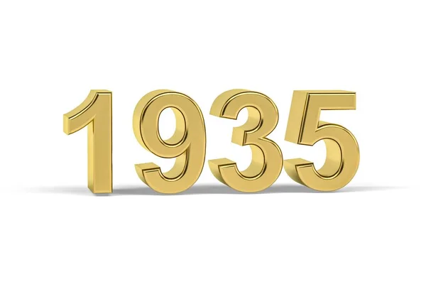 Golden Number 1935 Jaar 1935 Geïsoleerd Witte Achtergrond Render — Stockfoto