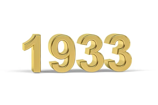 Golden Number 1933 Year 1933 Isolated White Background Render — Stock Photo, Image