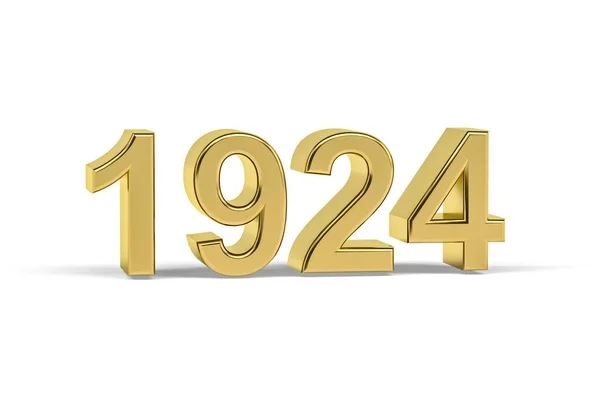 黄金の3D番号1924 1924年白の背景に隔離された年 3Dレンダリング — ストック写真
