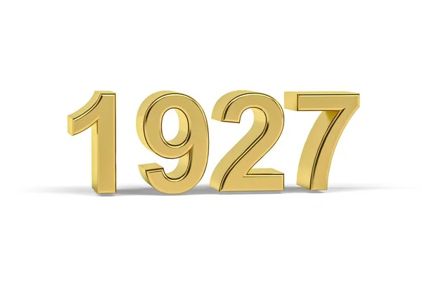 Goldene Zahl 1927 Jahr 1927 Isoliert Auf Weißem Hintergrund Renderer — Stockfoto