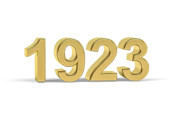 Número Dourado 1923 Ano 1923 Isolado Fundo Branco Renderização — Fotografia de Stock