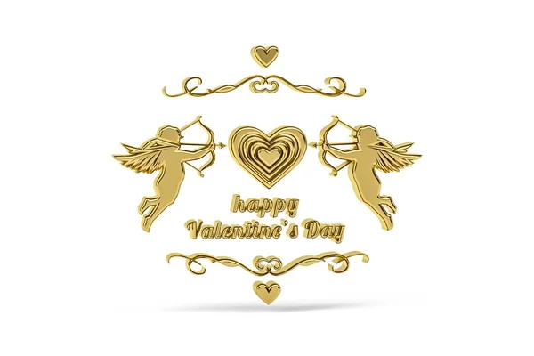 Icono Día San Valentín Dorado Aislado Sobre Fondo Blanco Render — Foto de Stock