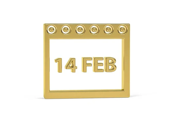 Golden Valentine Day Icon Isolated White Background Render — Stock Photo, Image