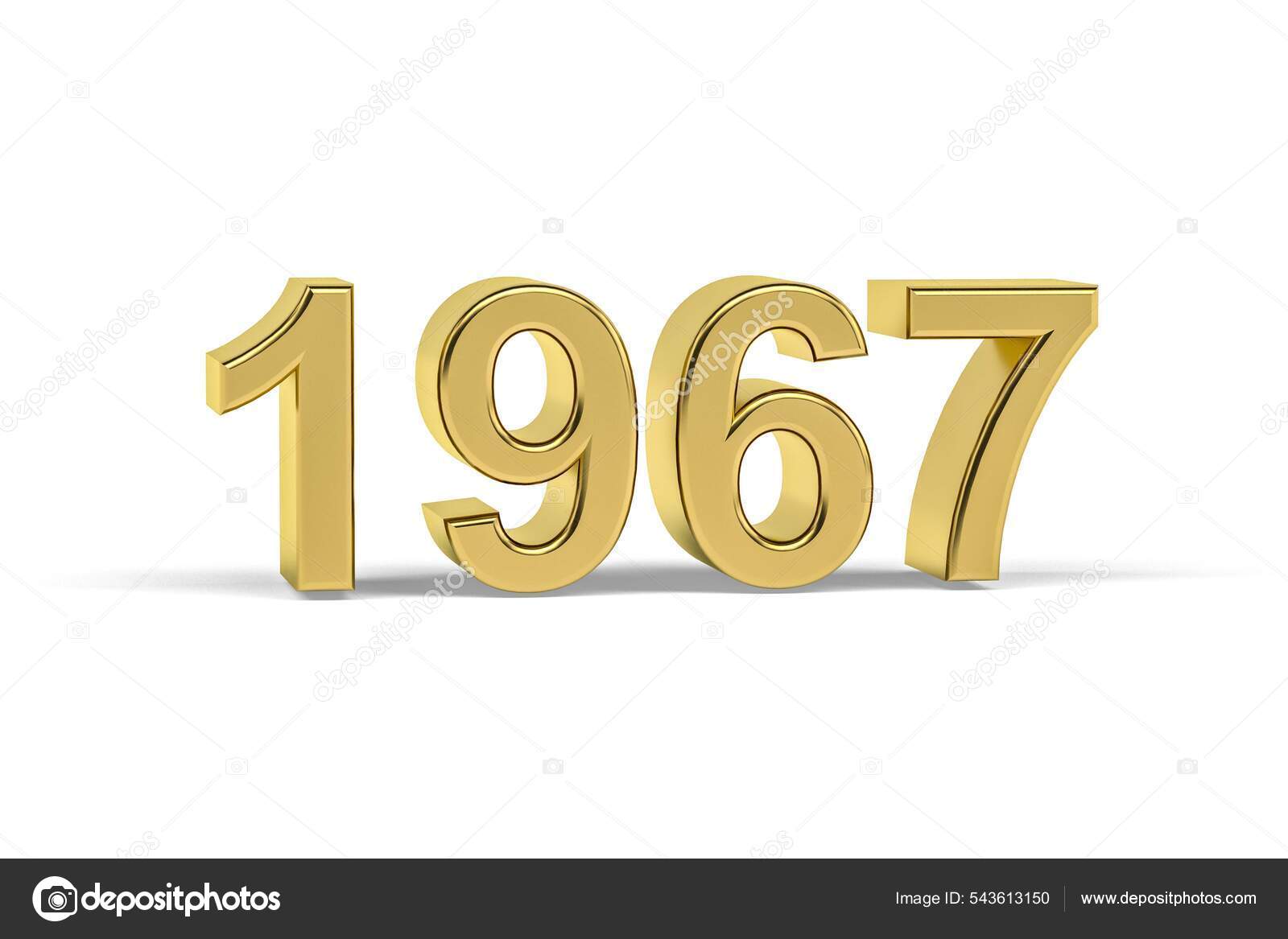 Golden Number 1967 Year 1967 Isolated White Background Render Stock Golden Number 1967 Year 1967 Isolated White Background Render Stock