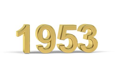 Altın 3D numara 1953 - Yıl 1953 Beyaz zemin üzerinde izole edilmiş - 3D oluşturma
