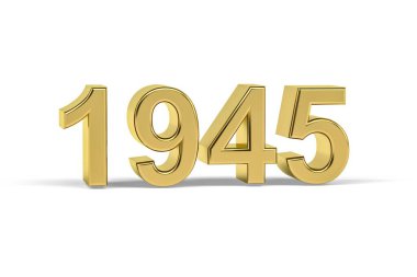 Altın 3D numara 1945 - 1945 yılı beyaz arkaplanda izole edilmiş - 3D görüntüleme
