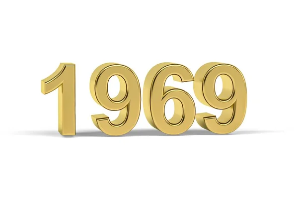 Zlaté Číslo 1969 Rok 1969 Izolované Bílém Pozadí Vykreslení — Stock fotografie