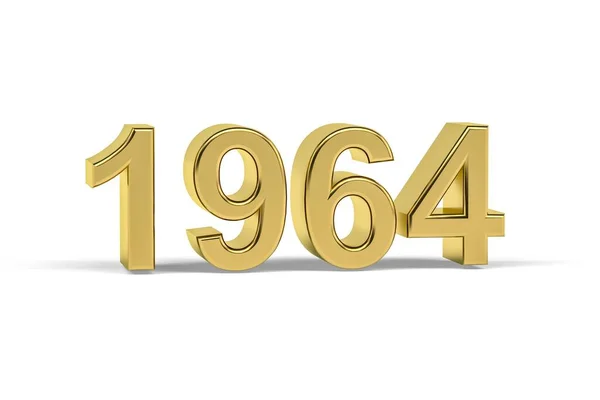 Golden Number 1964 Jaar 1964 Geïsoleerd Witte Achtergrond Render — Stockfoto