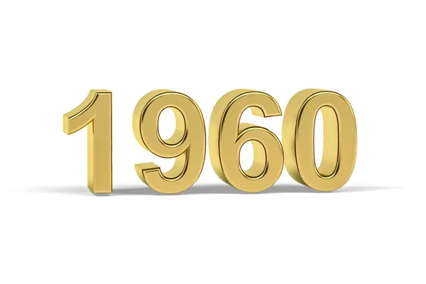 Golden Número 1960 Ano 1960 Isolado Fundo Branco Renderização — Fotografia de Stock