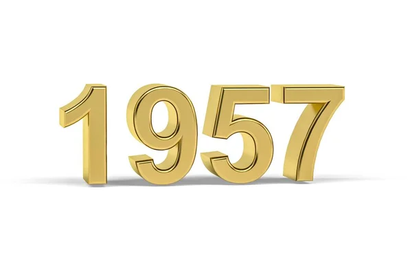 Golden Number 1957 Year 1957 Isolated White Background Render — Stock Photo, Image