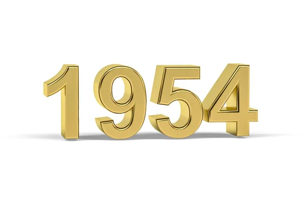 Golden Number 1954 Year 1954 Isolated White Background Render — Stock Photo, Image