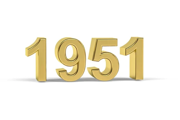 Golden Number 1951 Jaar 1951 Geïsoleerd Witte Achtergrond Render — Stockfoto