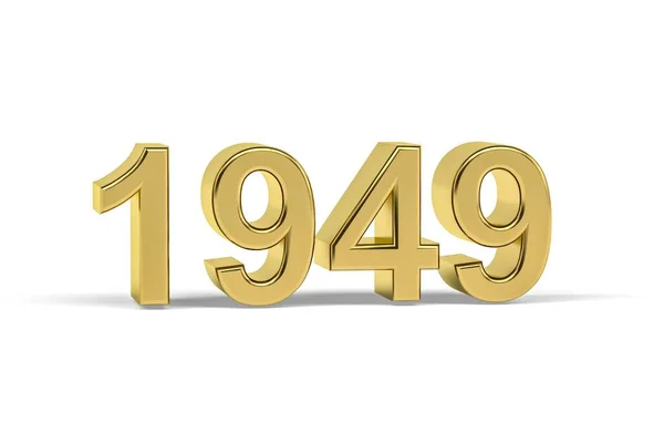 Golden Number 1949 Jaar 1949 Geïsoleerd Witte Achtergrond Render — Stockfoto