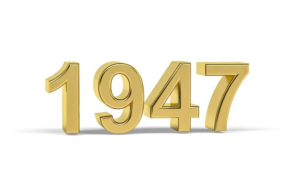 Golden Number 1947 Jaar 1947 Geïsoleerd Witte Achtergrond Render — Stockfoto