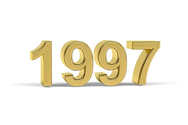 Número Dorado 1997 Año 1997 Aislado Sobre Fondo Blanco Render — Foto de Stock
