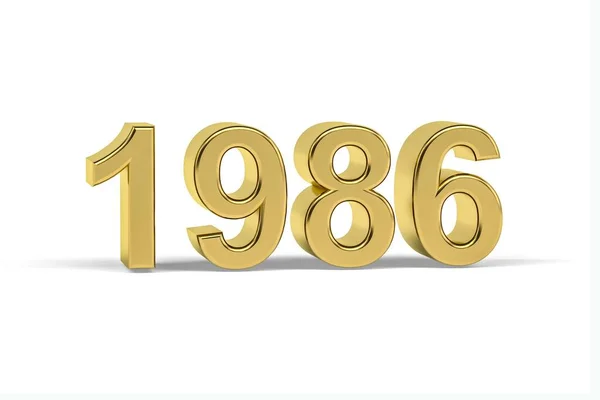 Golden Number 1986 Year 1986 Isolated White Background Render — Stock Photo, Image