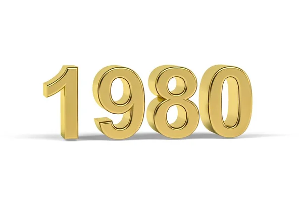 Golden Number 1980 Jaar 1980 Geïsoleerd Witte Achtergrond Render — Stockfoto