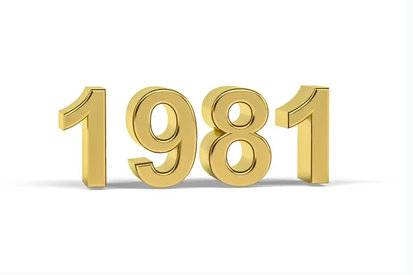 Golden Number 1981 Jaar 1981 Geïsoleerd Witte Achtergrond Render — Stockfoto