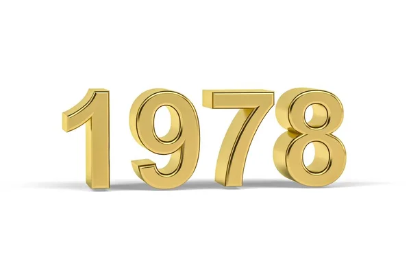 Golden Number 1978 Year 1978 Isolated White Background Render — Stock Photo, Image