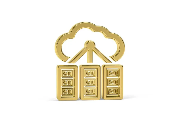 Golden Icona Del Cloud Computing Isolato Sfondo Bianco Rendering — Foto Stock